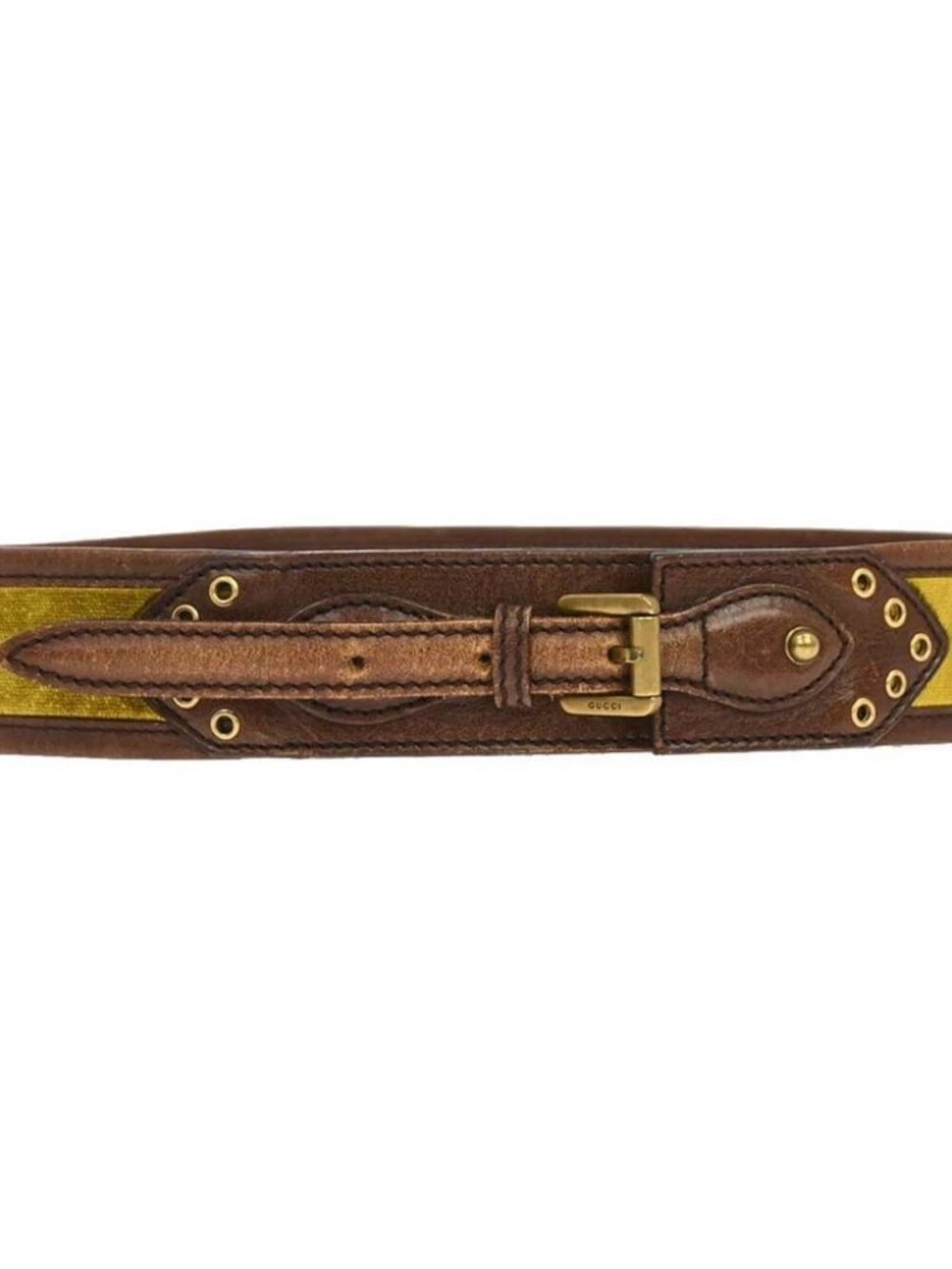 Gucci Brown Leather Velvet Belt #80/32 Small Good 144195.214351.80.32 188554